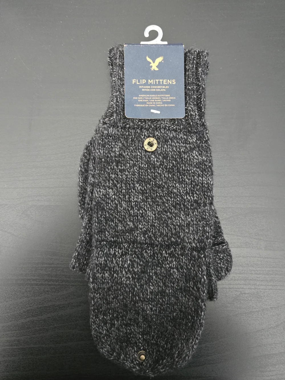 American Eagle Outfitters Dark Charcoal Grey Flip Mittens